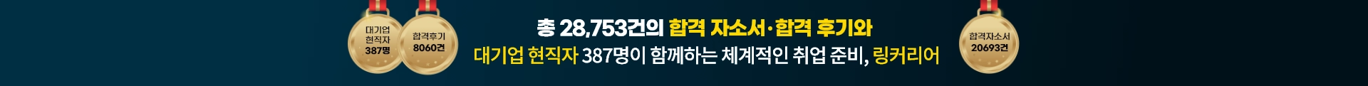 총 28,753건의 합격 자소서, 합격 후기와 대기업 현직자 387명이 함께하는 체계적인 취업 준비, 링커리어